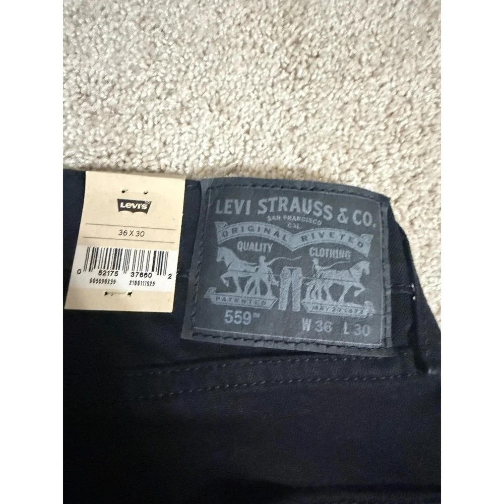 Levis 559 Mens Relaxed Straight Stretch Jeans Black 36x30 NWT 005590239
